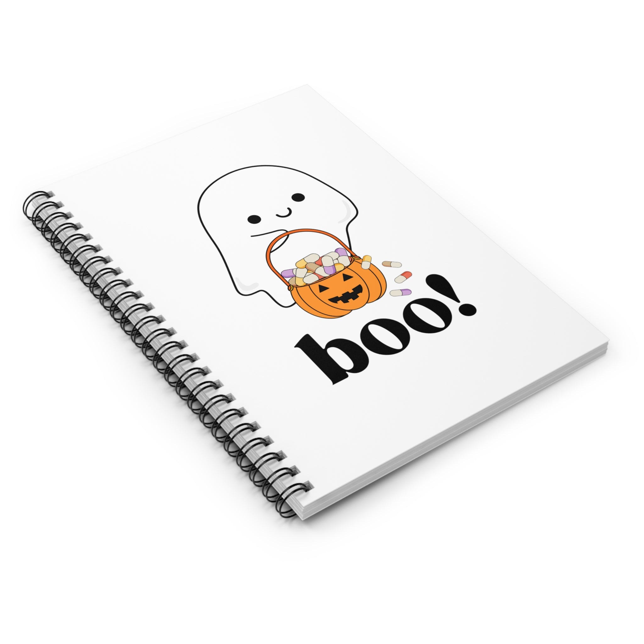 Ghost Trick or Treat "Boo!" Notebook- White