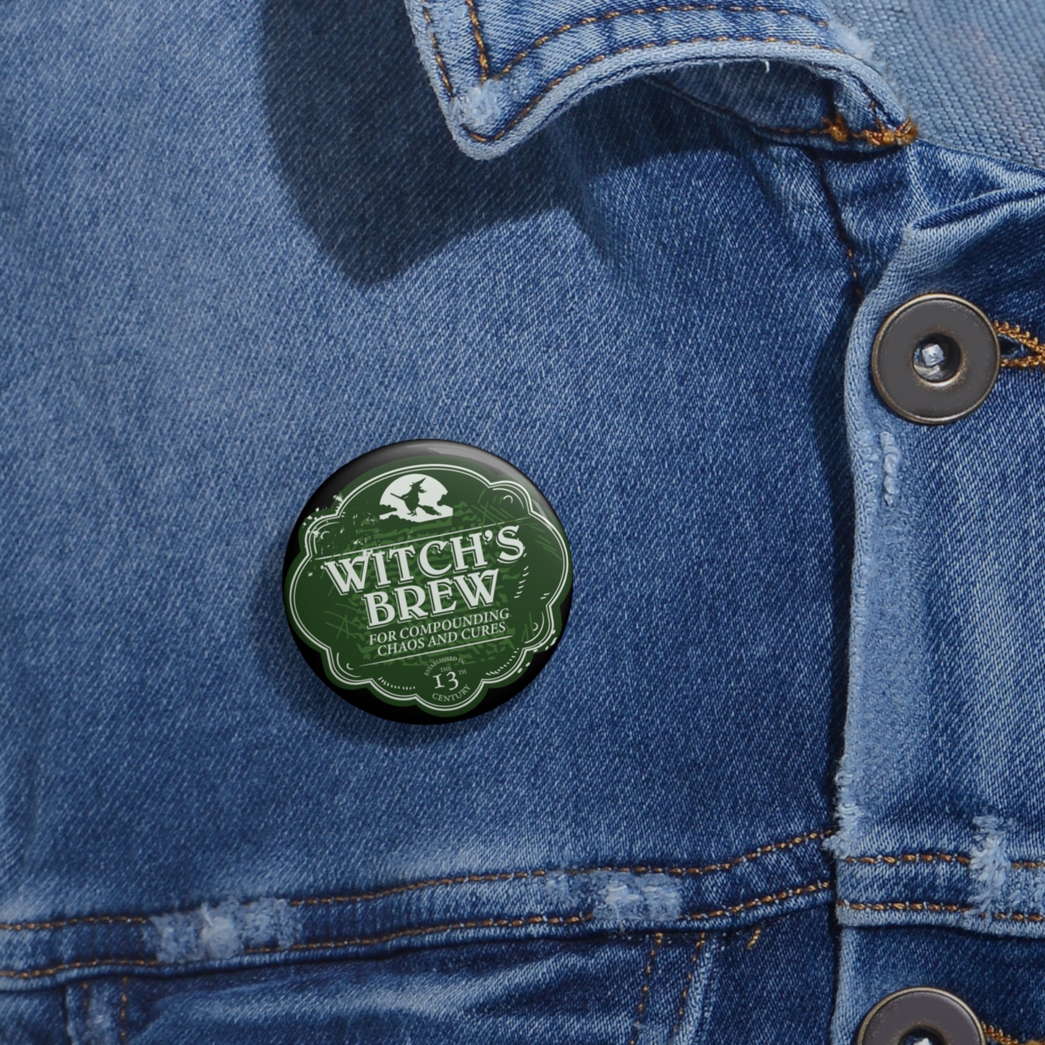 Witches Brew Green Pin - Black // Halloween