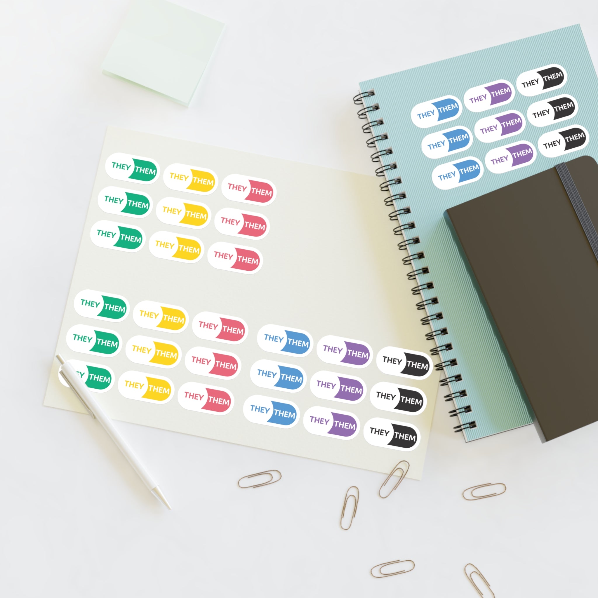 They/Them Pronoun Stickers for Badge - Pharmacy Pills - Sticker Sheet