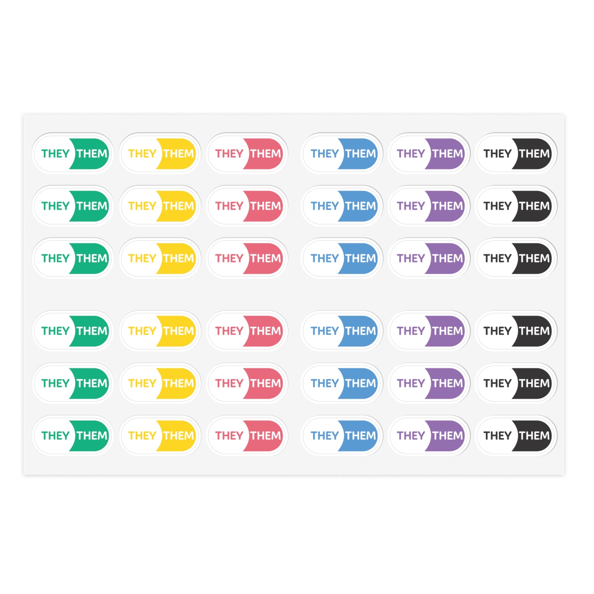 They/Them Pronoun Stickers for Badge - Pharmacy Pills - Sticker Sheet