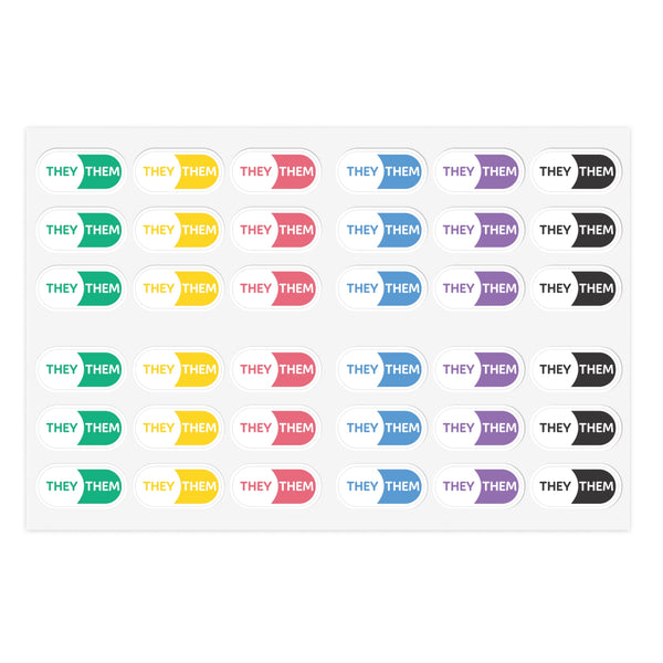 They/Them Pronoun Stickers for Badge - Pharmacy Pills - Sticker Sheet