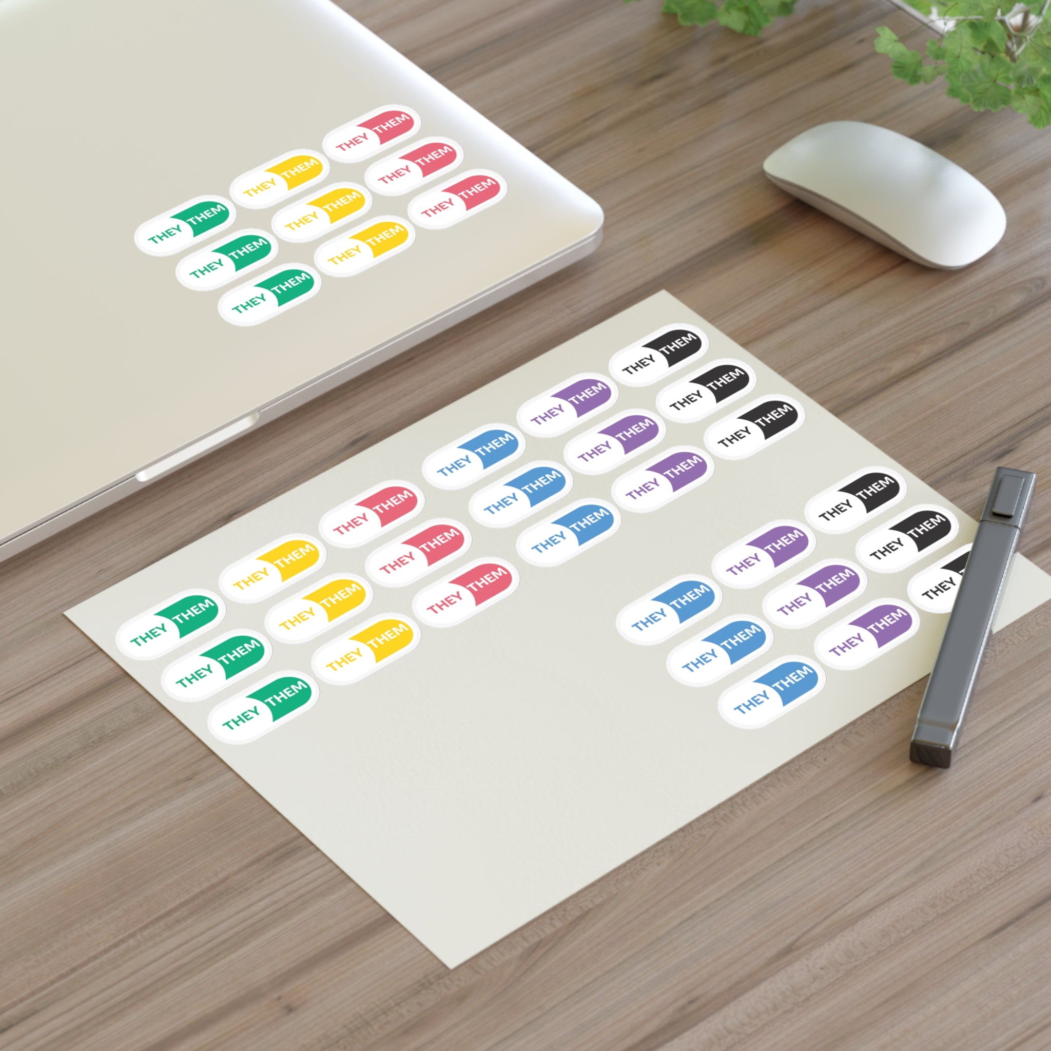 They/Them Pronoun Stickers for Badge - Pharmacy Pills - Sticker Sheet