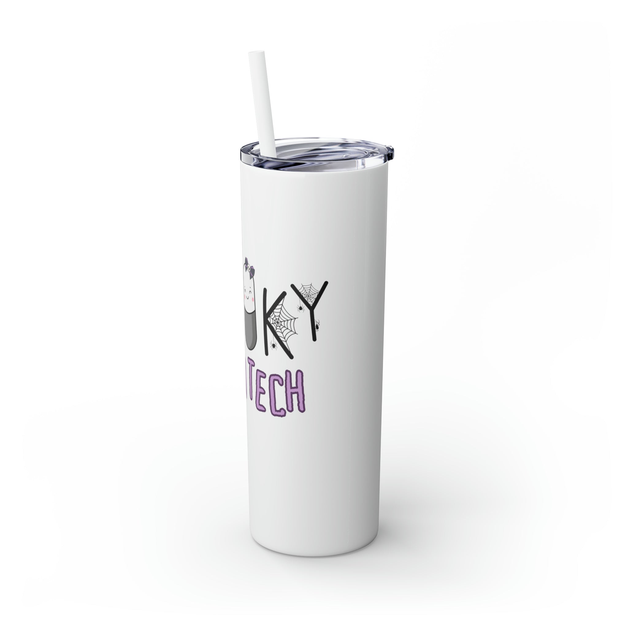 Spooky Pharm Tech "Spider Webs" Skinny Tumbler with Straw, 20oz