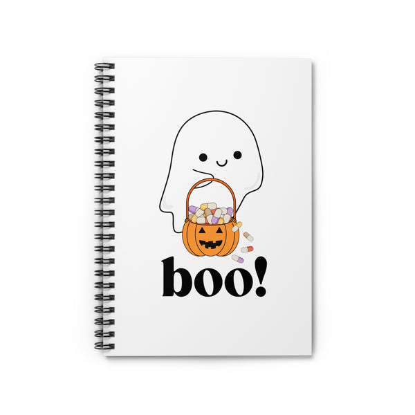 Ghost Trick or Treat "Boo!" Notebook- White