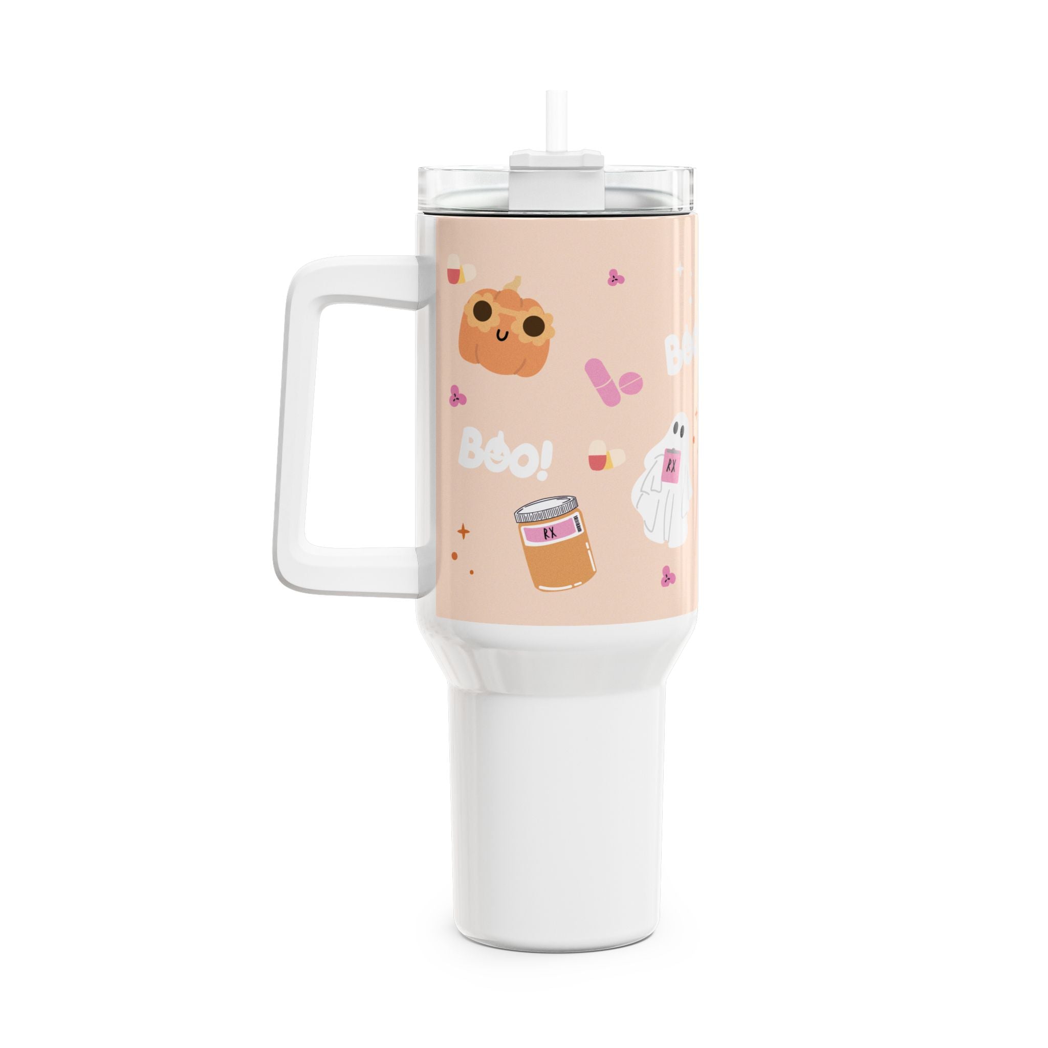 Groovy Rx Ghost & Pumpkin Pattern Tumbler, 40oz // Halloween