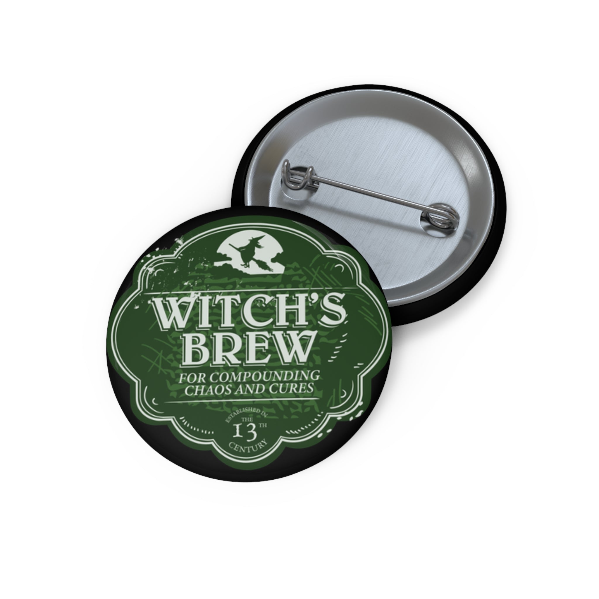 Witches Brew Green Pin - Black // Halloween