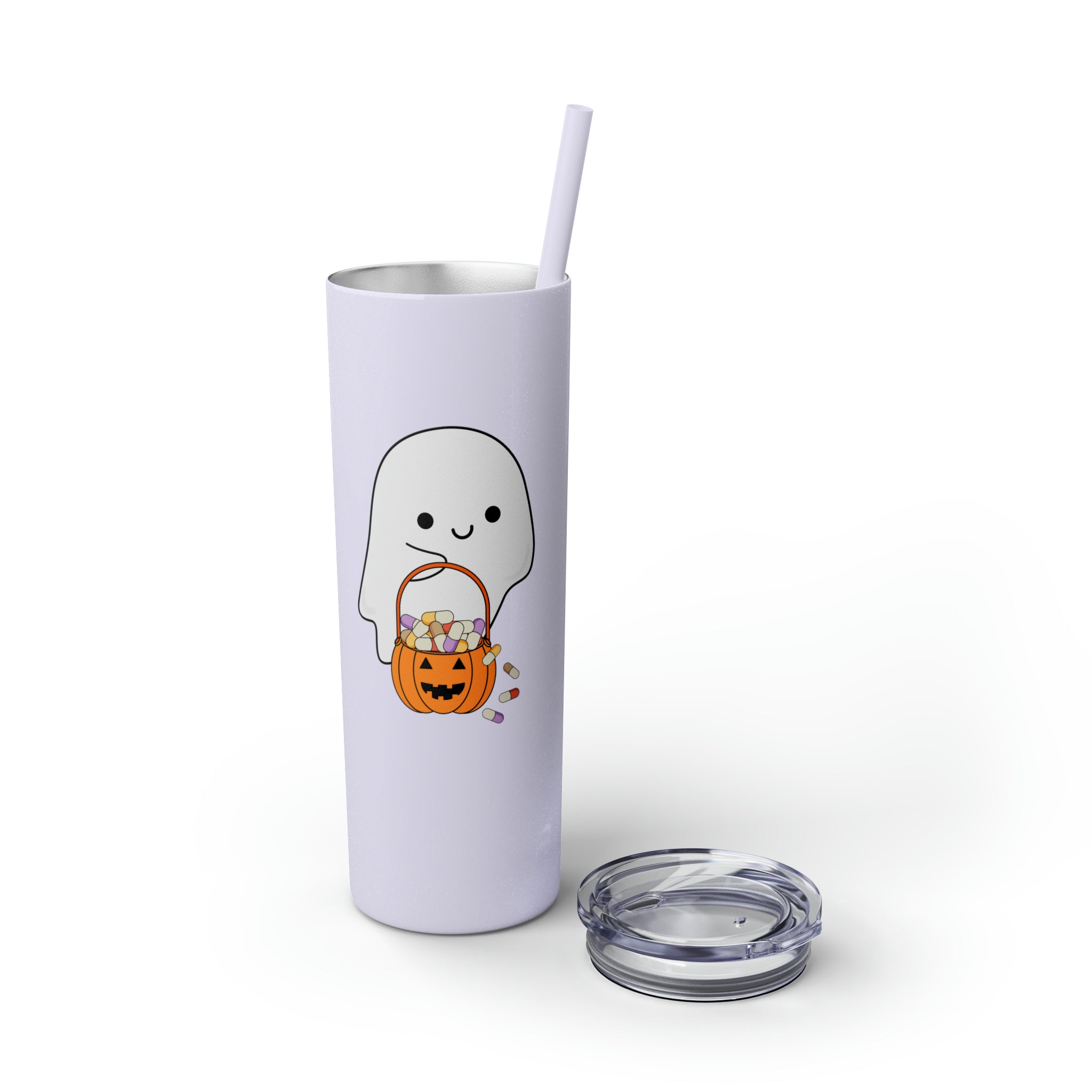 Ghost Trick or Treat Skinny Tumbler with Straw, 20oz