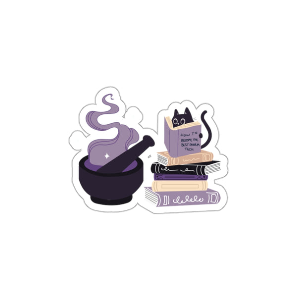 Witchy Pharm Tech Cat Sticker // Halloween