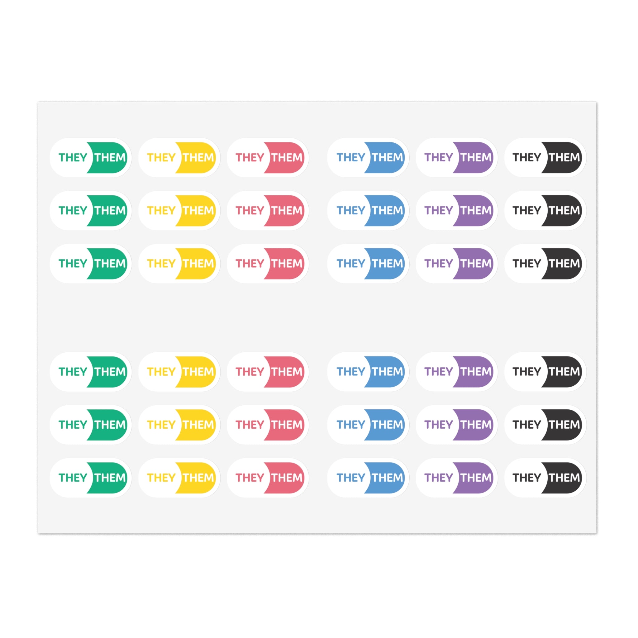 They/Them Pronoun Stickers for Badge - Pharmacy Pills - Sticker Sheet