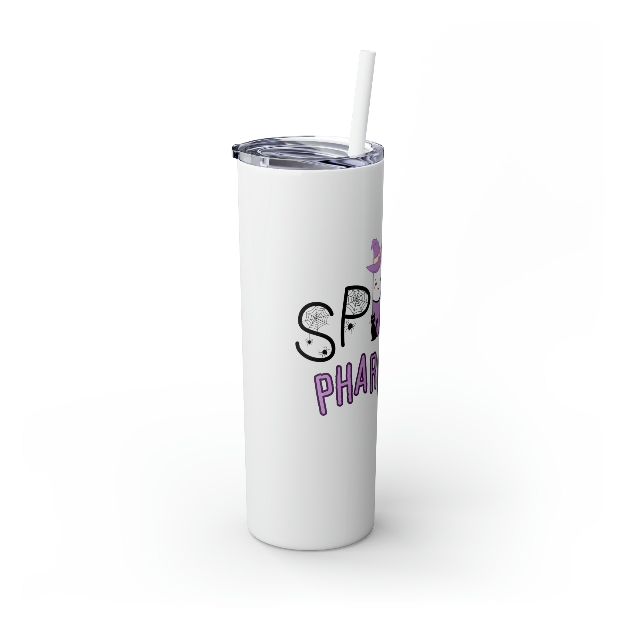 Spooky Pharm Tech "Spider Webs" Skinny Tumbler with Straw, 20oz