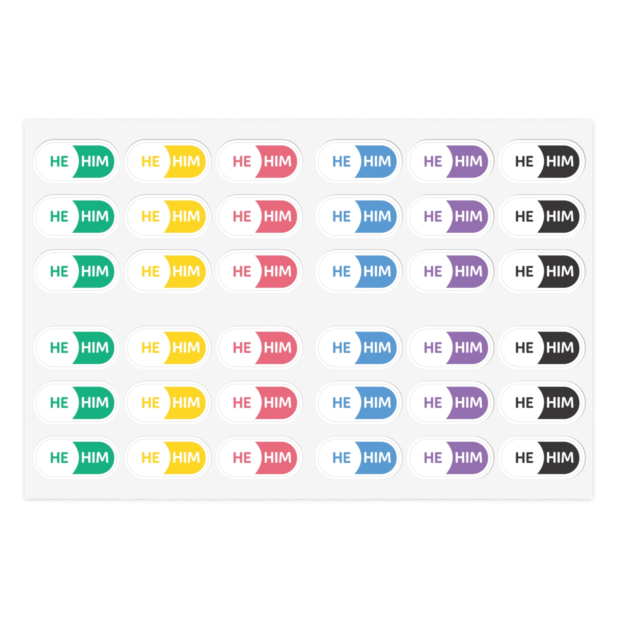 He/Him Pronoun Stickers for Badge - Pharmacy Pills  - Sticker Sheet
