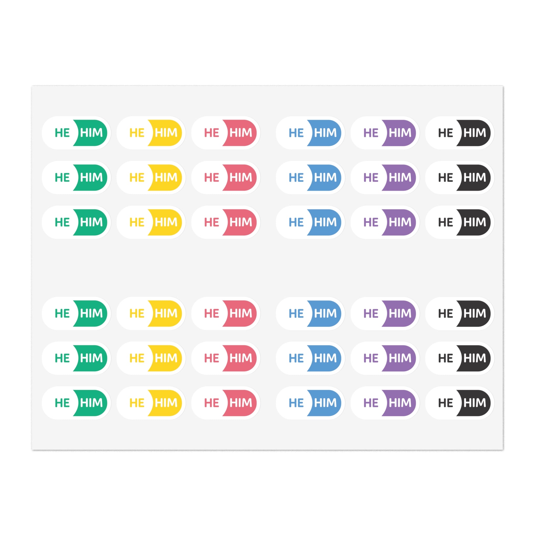 He/Him Pronoun Stickers for Badge - Pharmacy Pills  - Sticker Sheet
