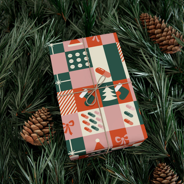 Holiday Patchwork Gift Wrap Paper — Modern Christmas Pattern