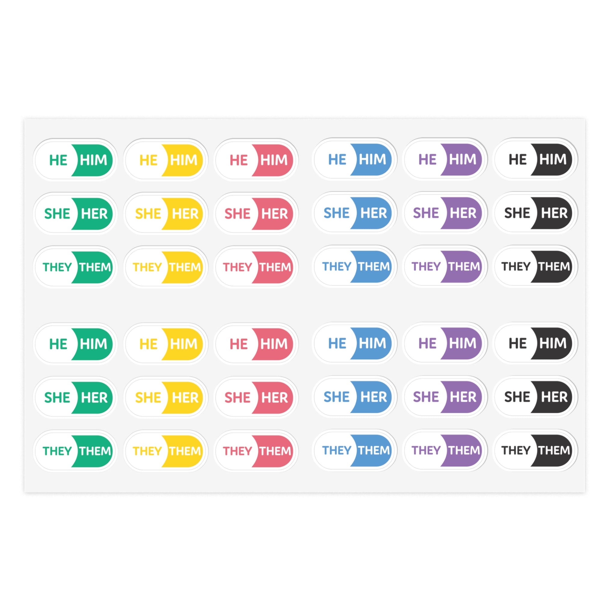 Pronoun Stickers for Badge - Pharmacy Pills - Sticker Sheet Variety Pack 1
