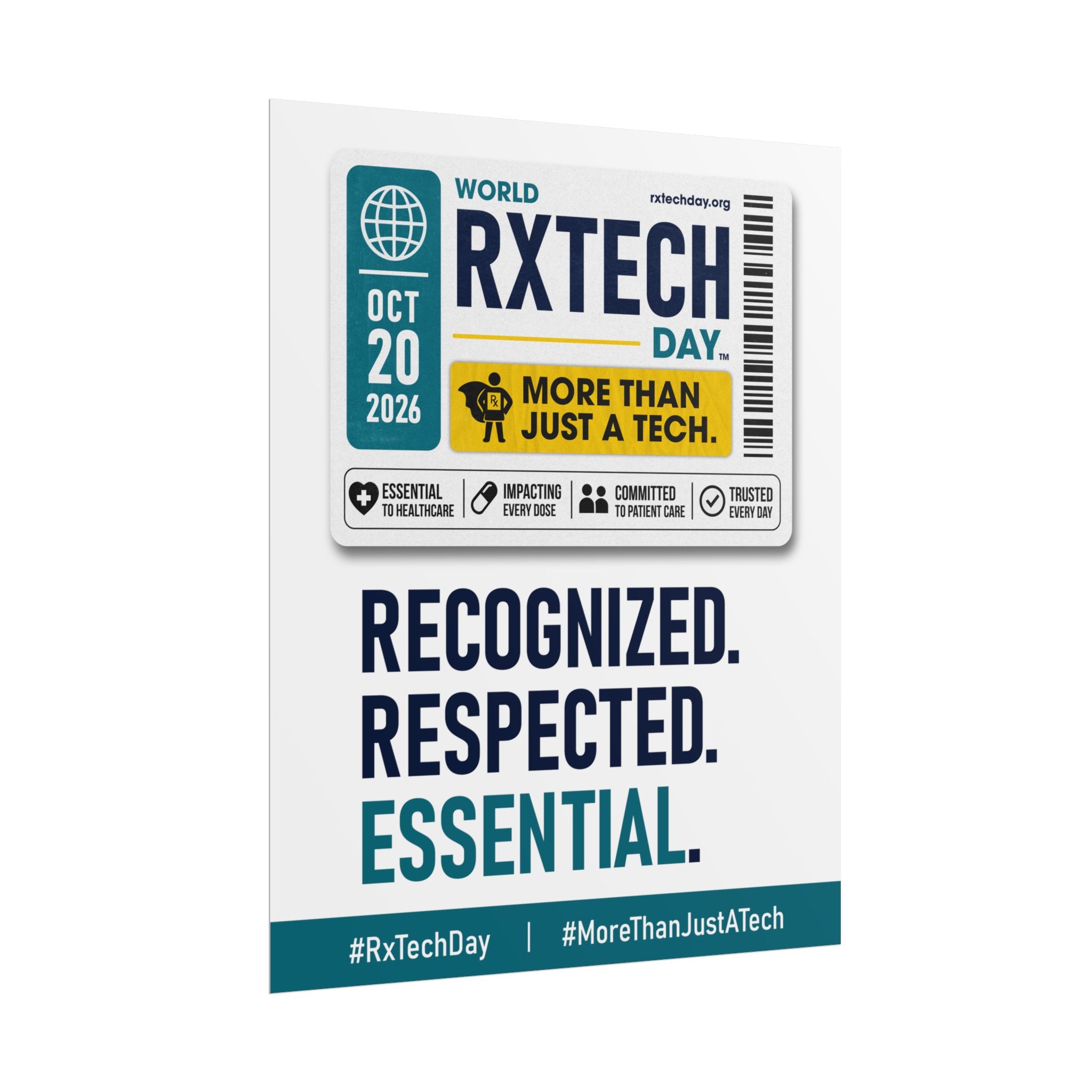 Recognized. Respected. Essential. — World RxTech Day 2026 Poster