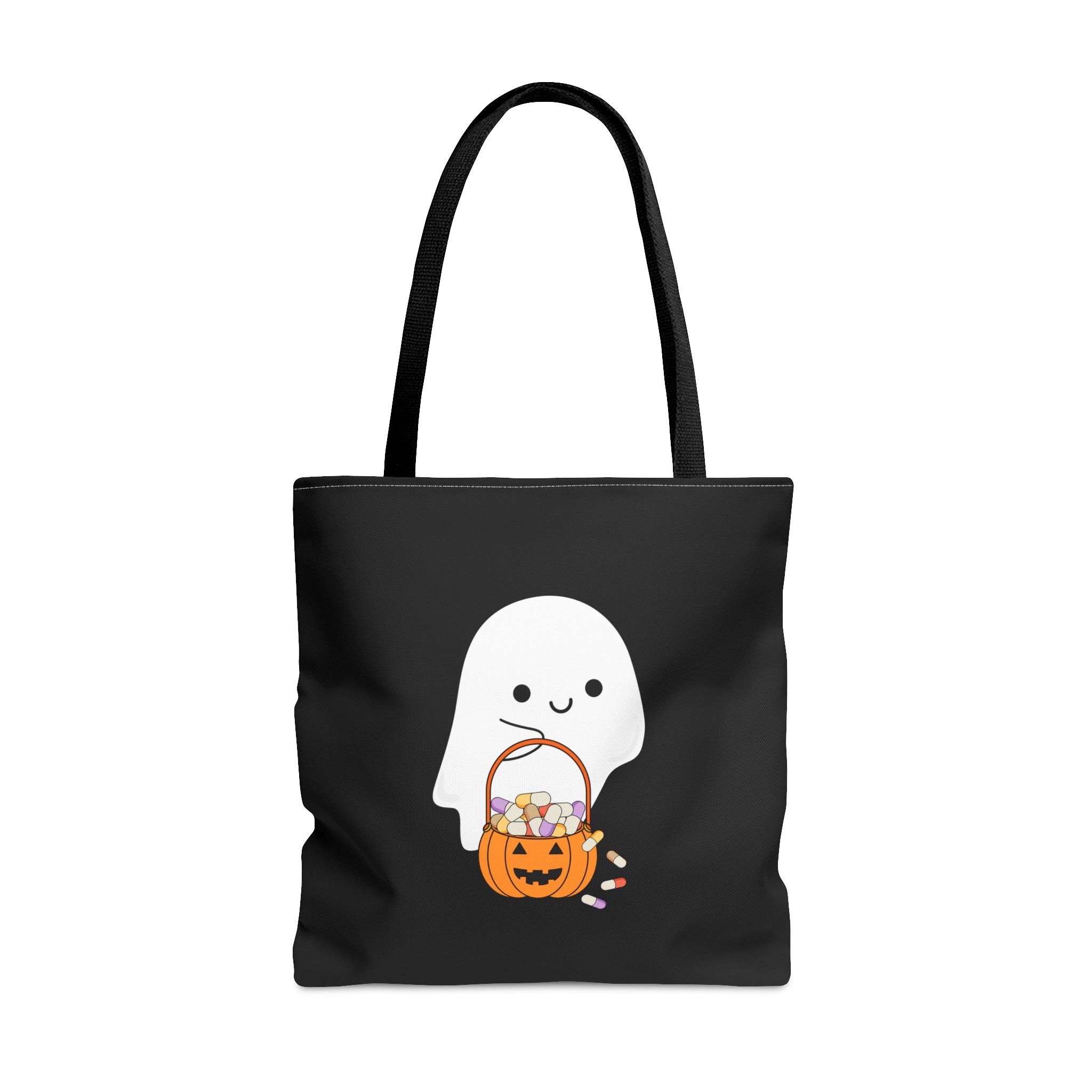 Ghost Trick or Treat Tote Bag Black
