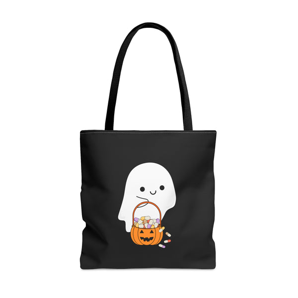 Ghost Trick or Treat Tote Bag Black