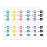 Pronoun Stickers for Badge - Pharmacy Pills - Sticker Sheet Variety Pack 1