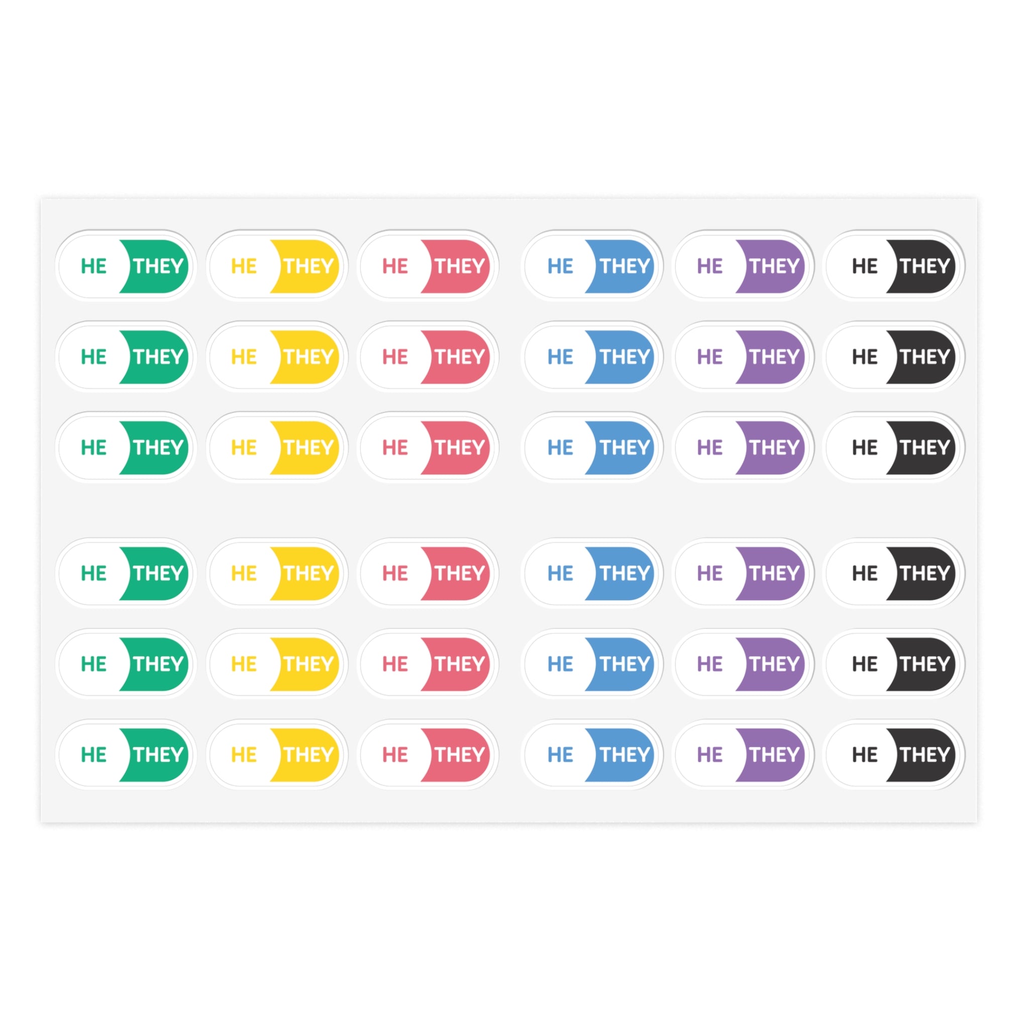 He/They Pronoun Stickers for Badge - Pharmacy Pills  - Sticker Sheet