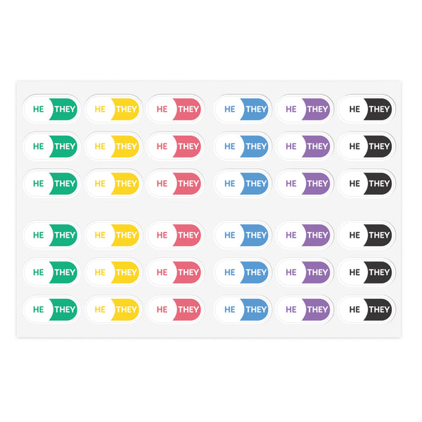 He/They Pronoun Stickers for Badge - Pharmacy Pills  - Sticker Sheet