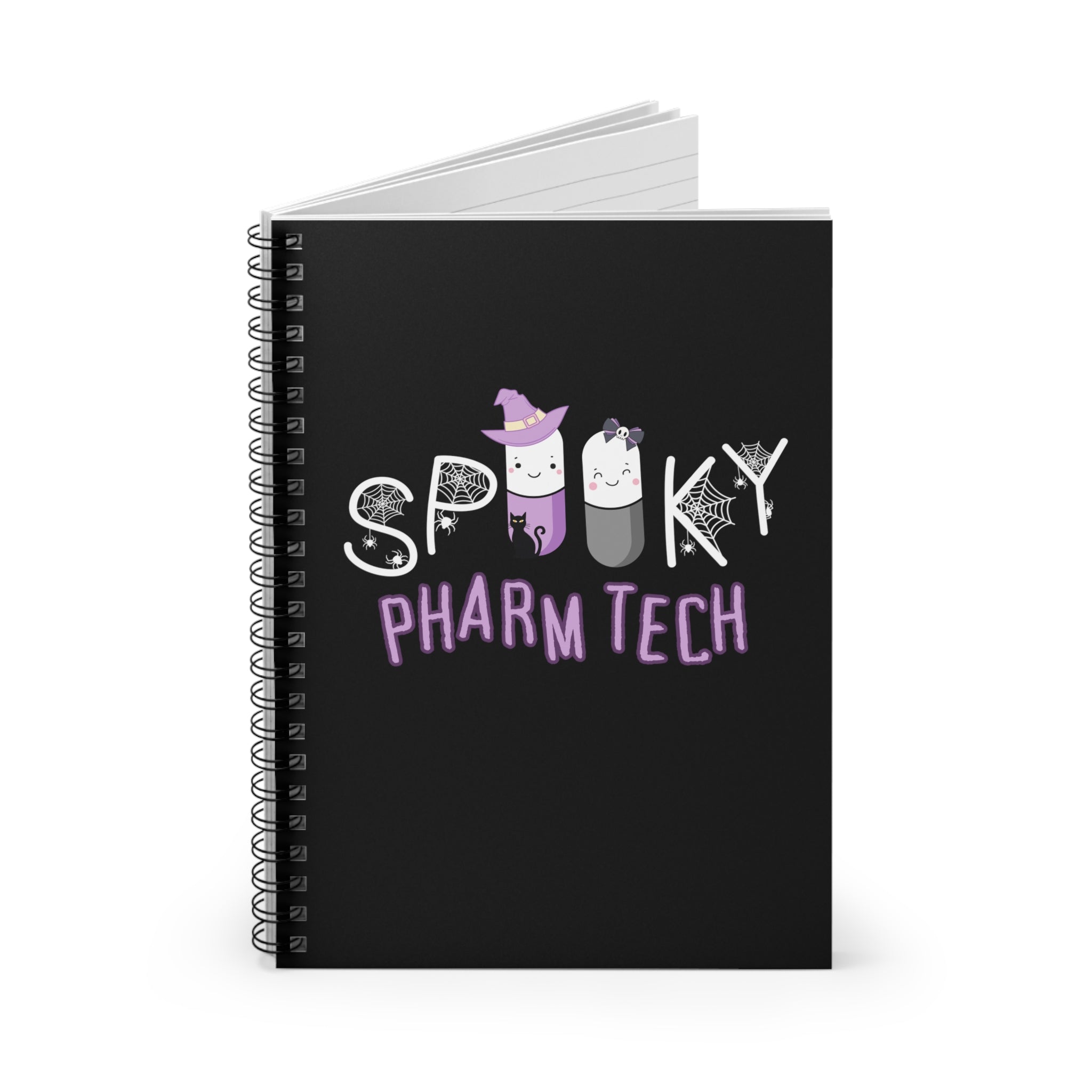 Spooky Pharm Tech "Spider Webs" Notebook- Black