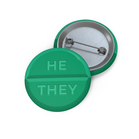 He/They Pronoun Pin Button - Medicine Tablet - Lanyard - Coat - Scrubs - Hospital / Pharmacy