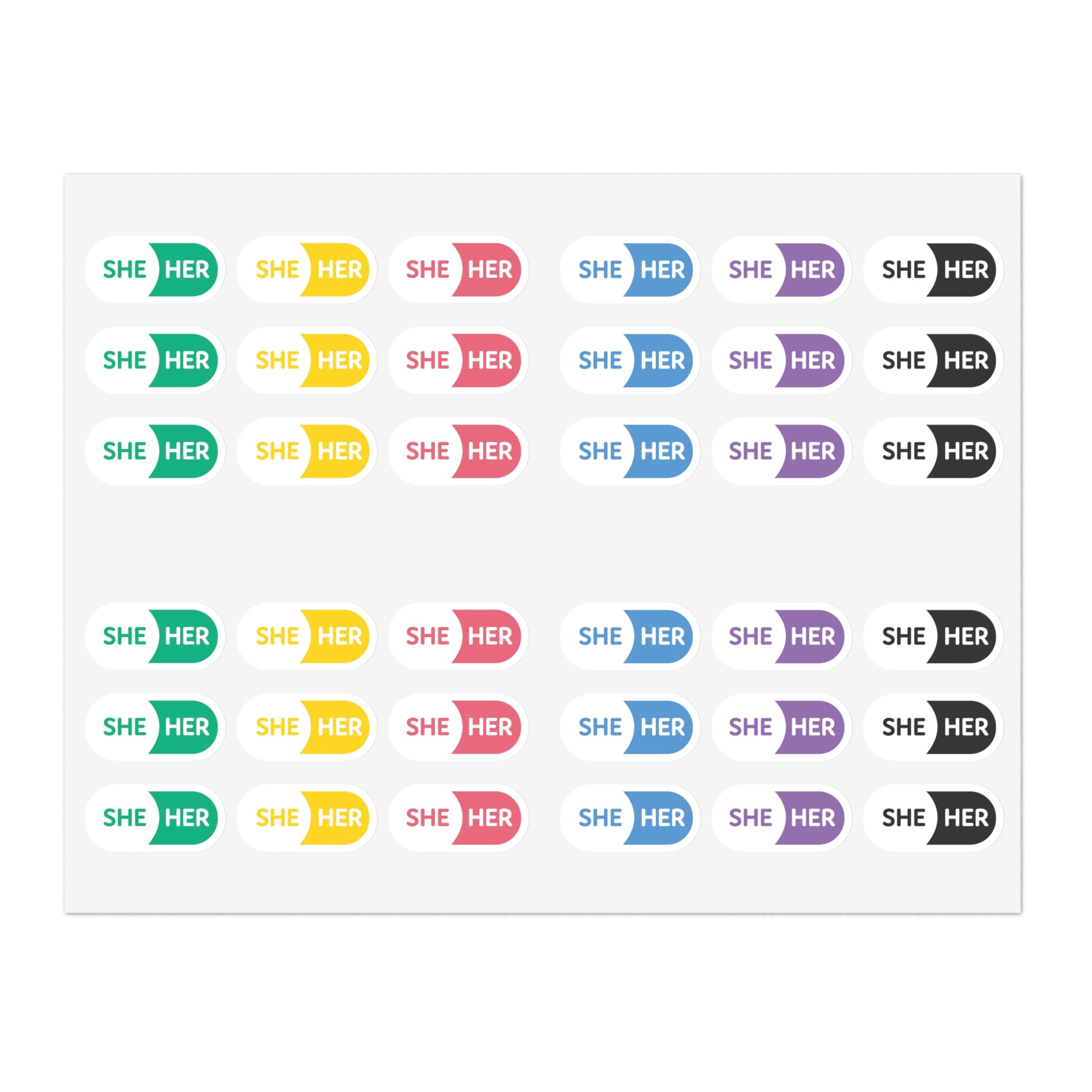 She/Her Pronoun Stickers for Badge - Pharmacy Pills - Sticker Sheet