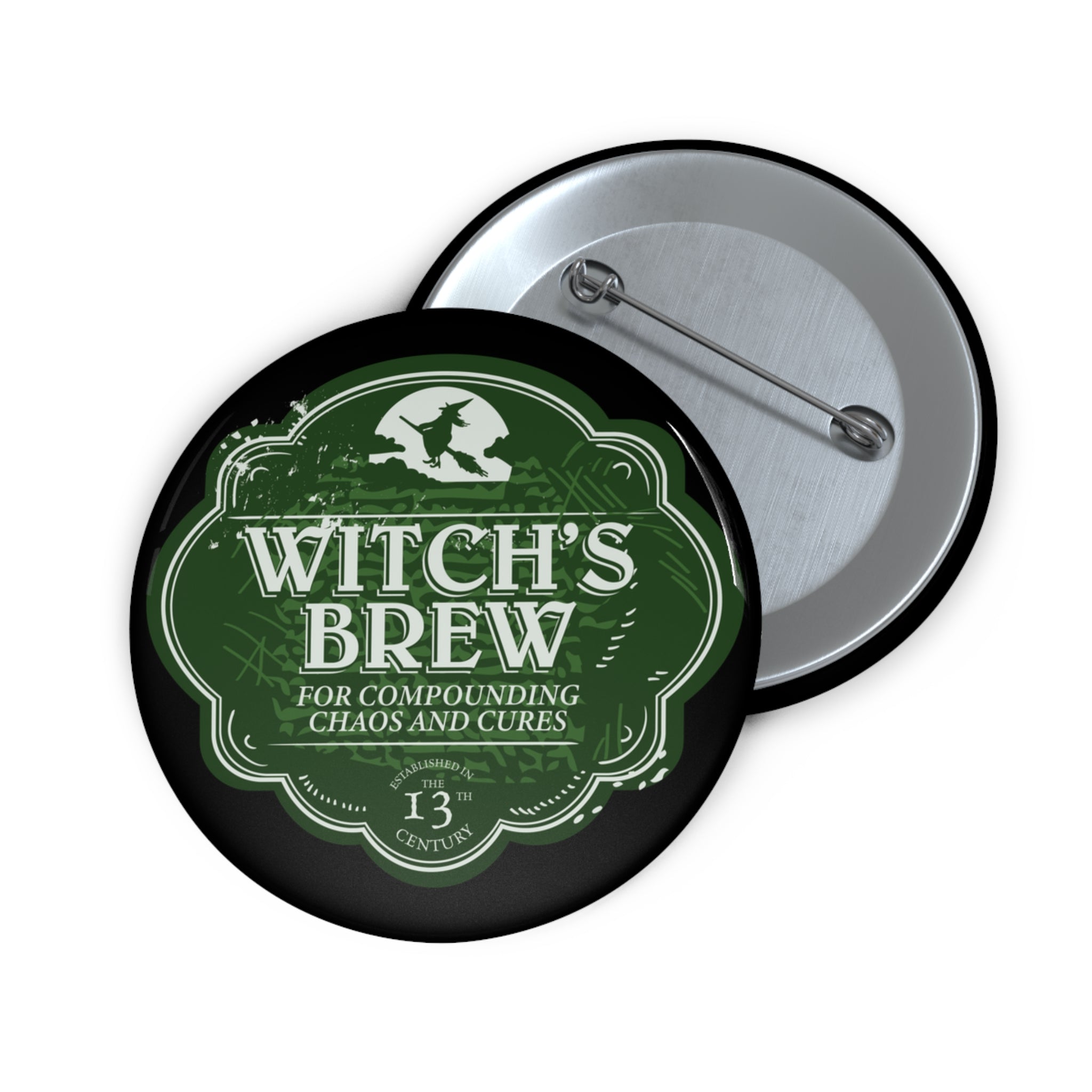 Witches Brew Green Pin - Black // Halloween