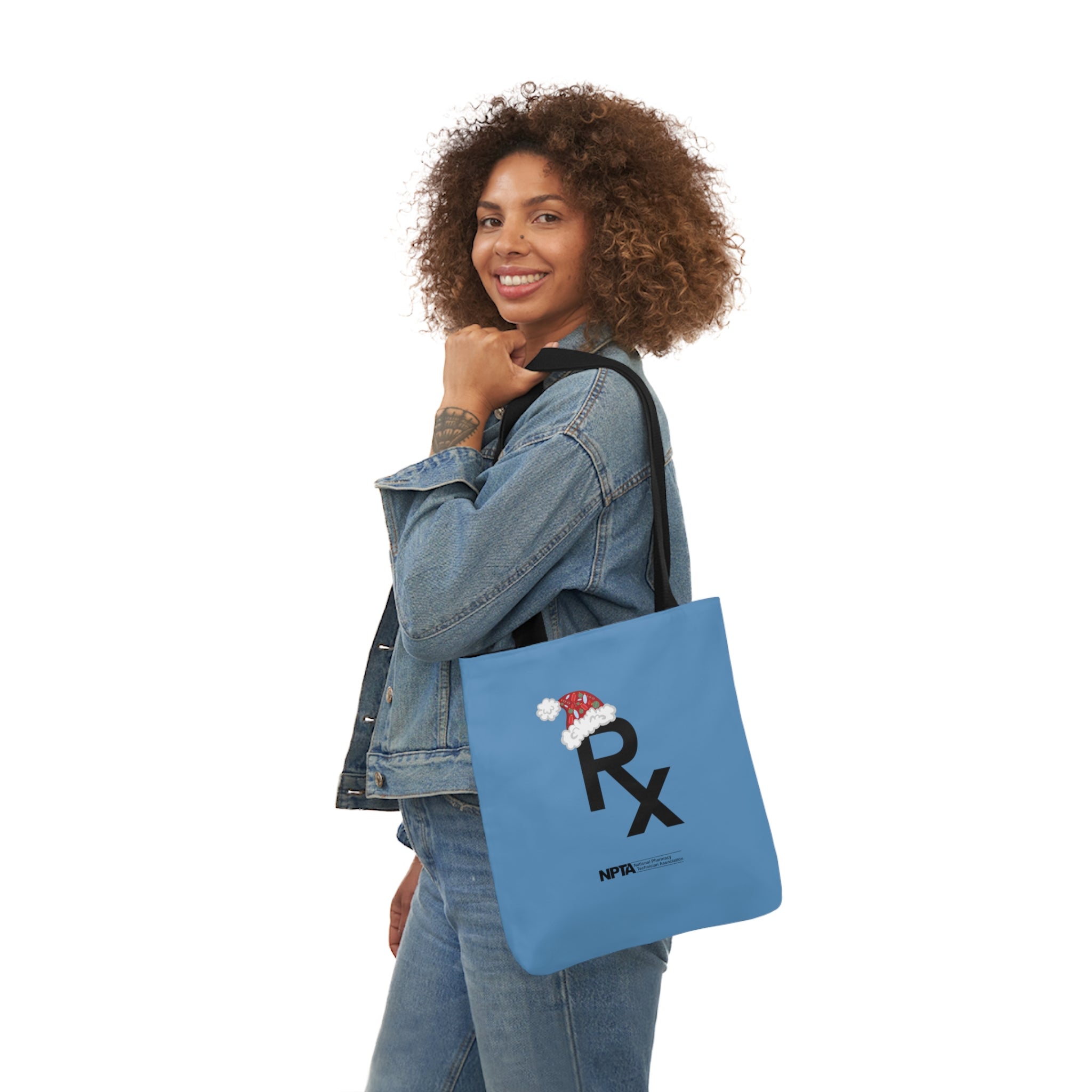 Rx Santa Hat (Blue) - Polyester Canvas Tote Bag