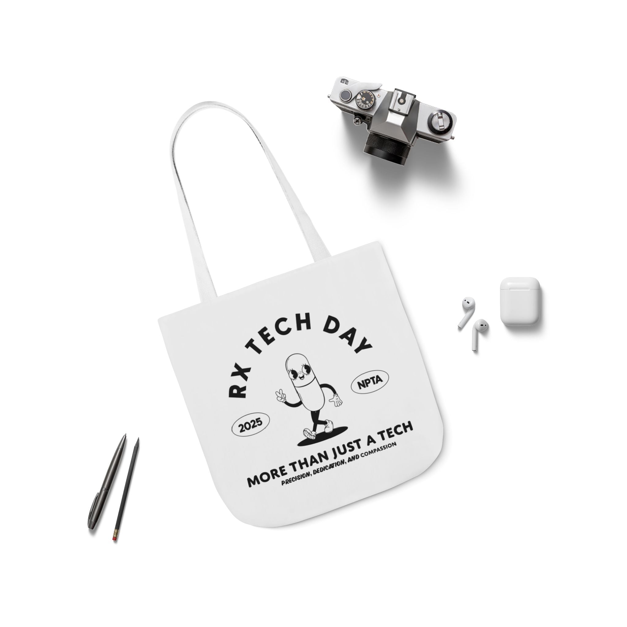 RxTech Day 2025 Pill Mascot - Polyester Canvas Tote Bag
