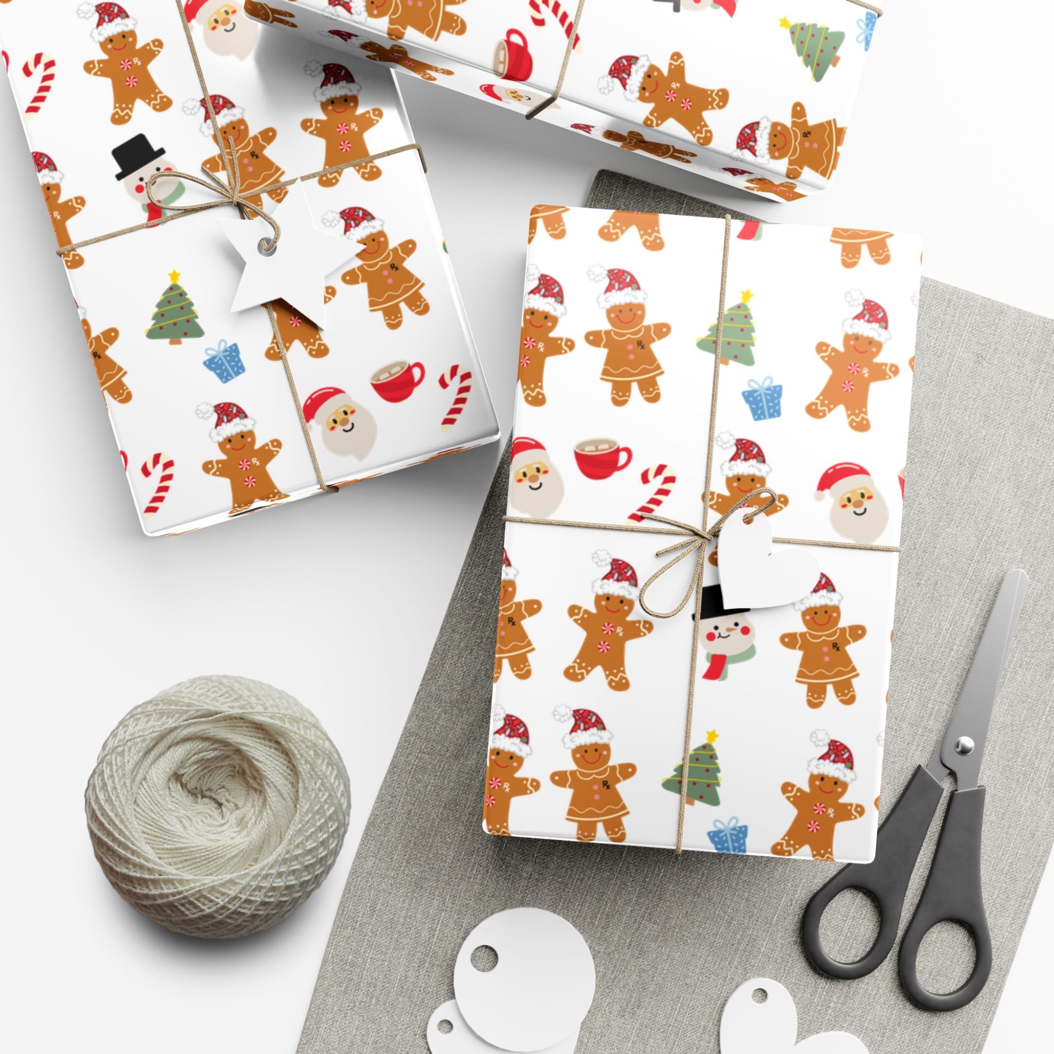 Gingerbread Gift Wrap Paper — Modern Christmas Pattern