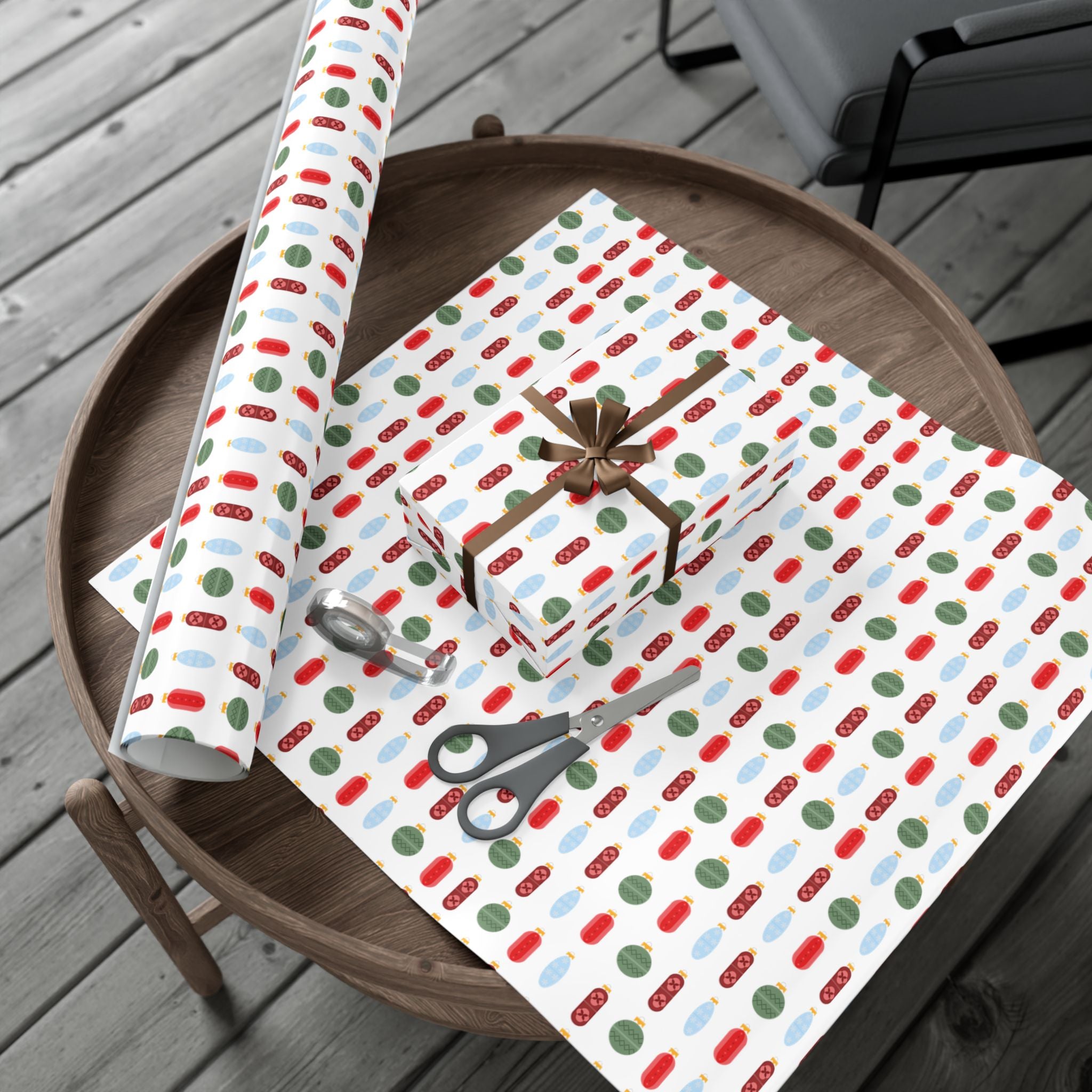 Pill Ornaments Gift Wrap Paper — Modern Christmas Pattern