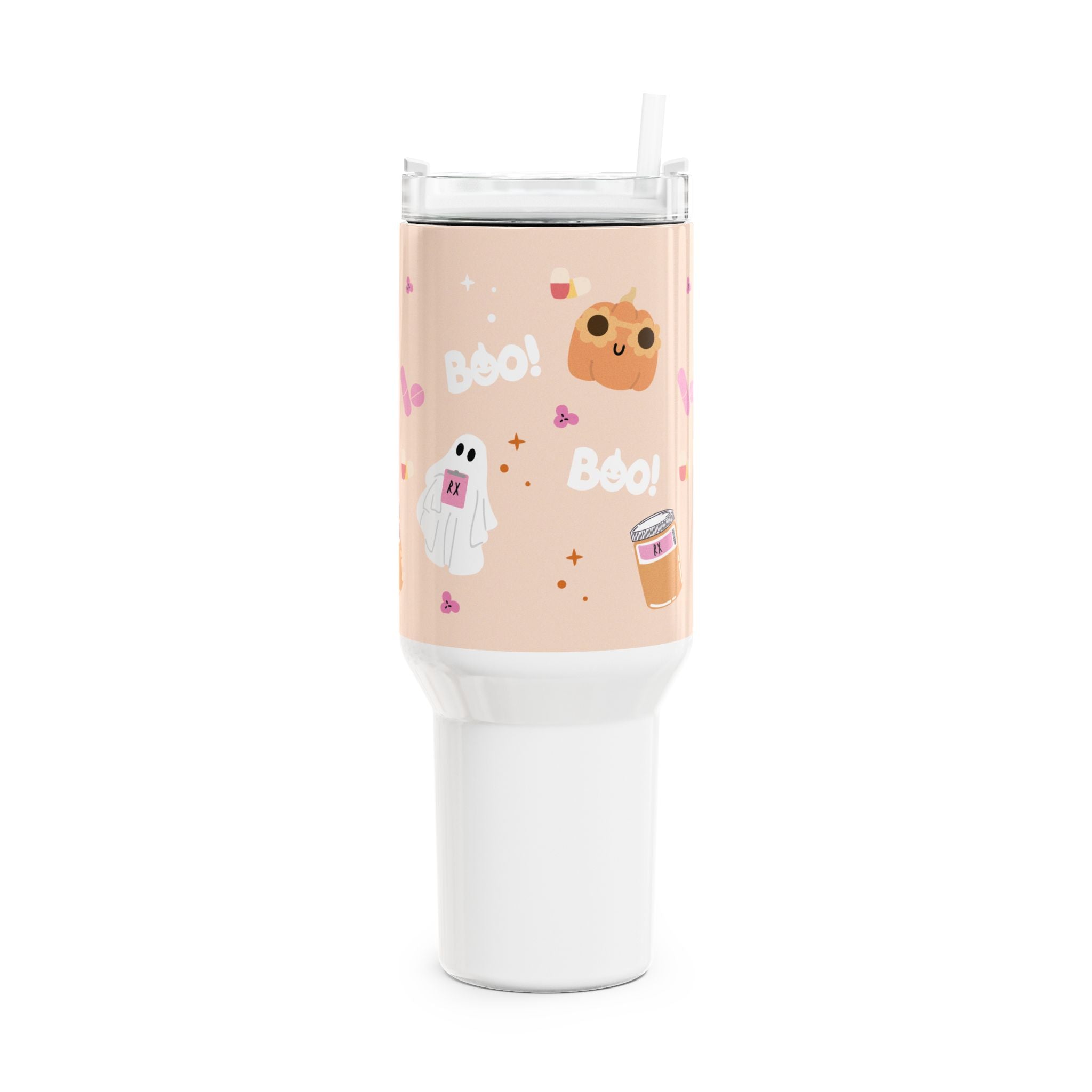Groovy Rx Ghost & Pumpkin Pattern Tumbler, 40oz // Halloween