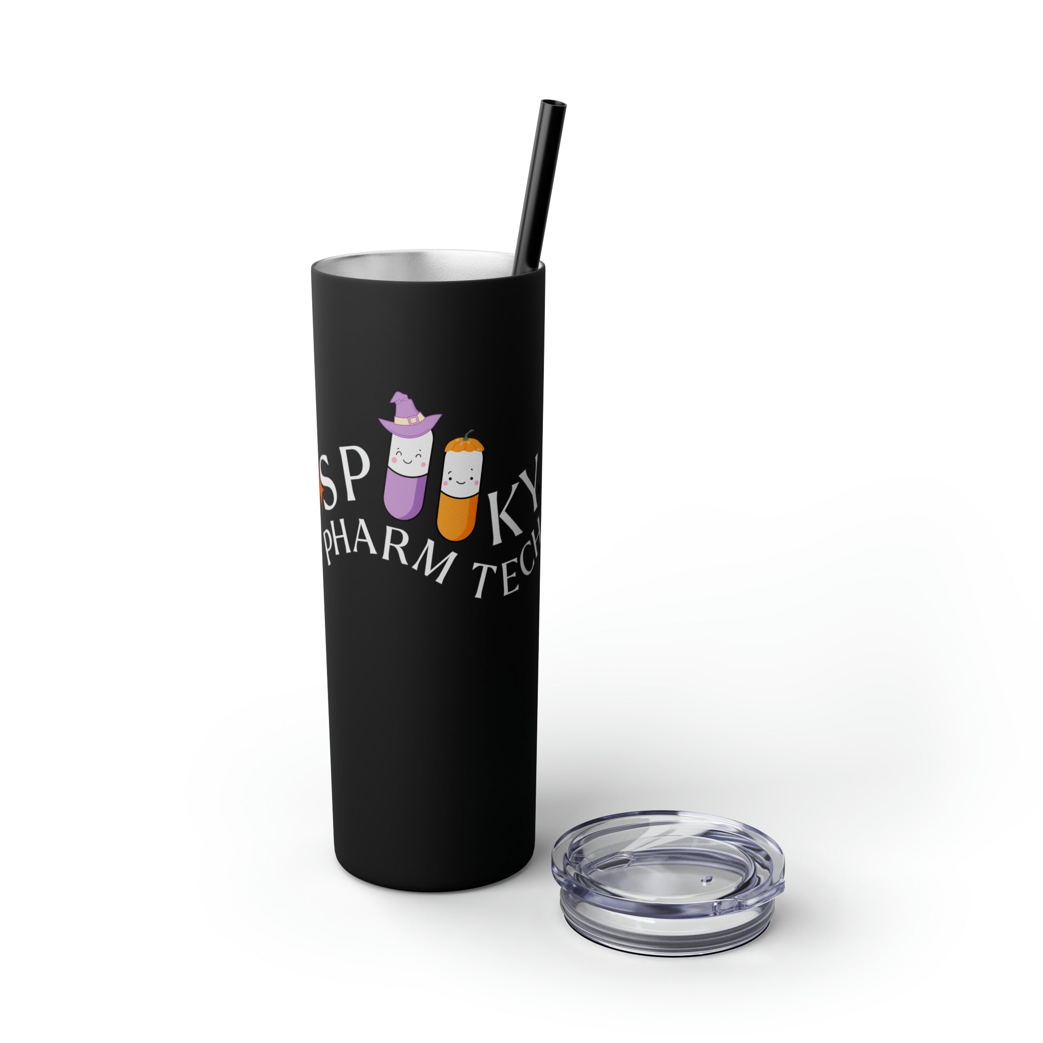 Spooky Pharm Tech Skinny Tumbler with Straw, 20oz