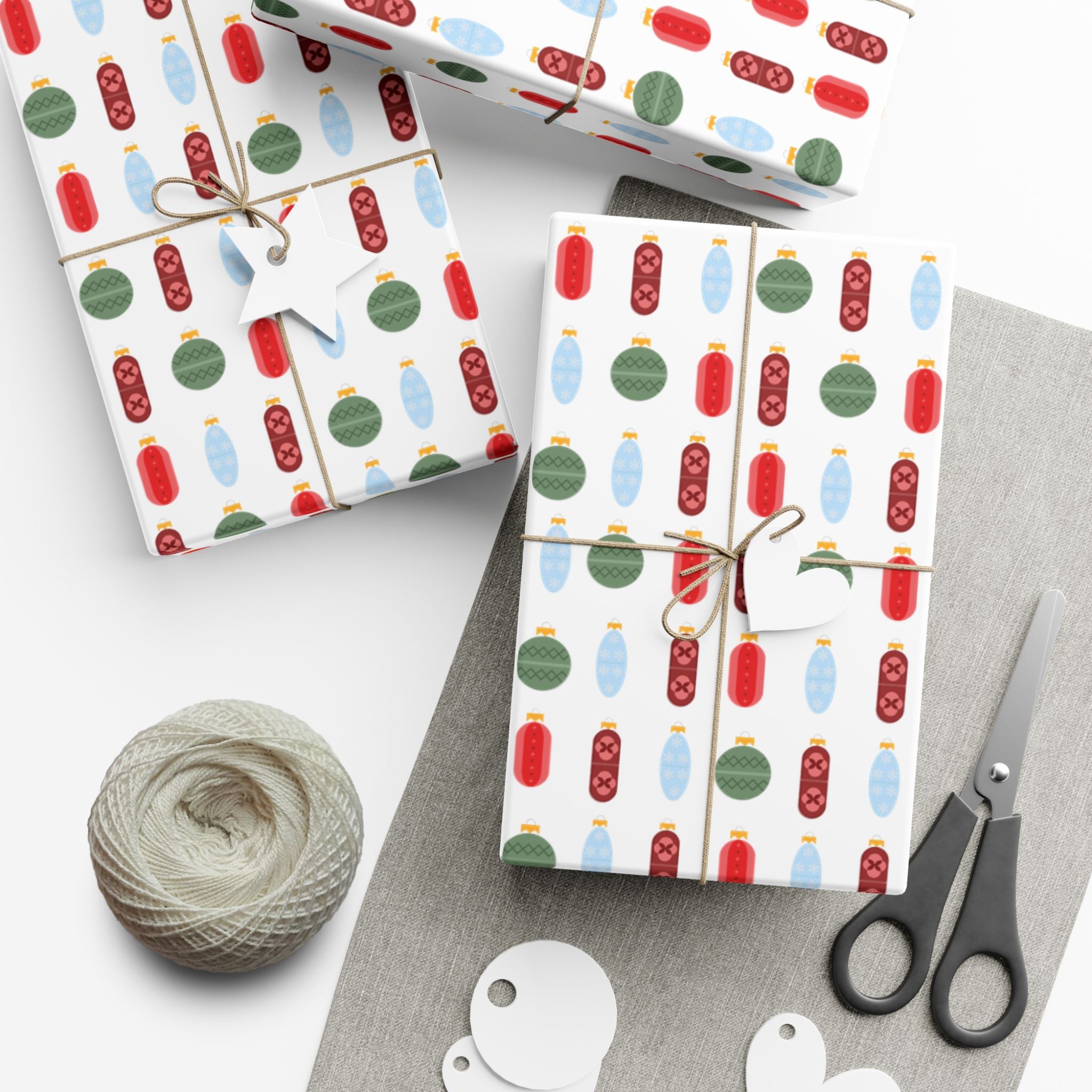 Pill Ornaments Gift Wrap Paper — Modern Christmas Pattern