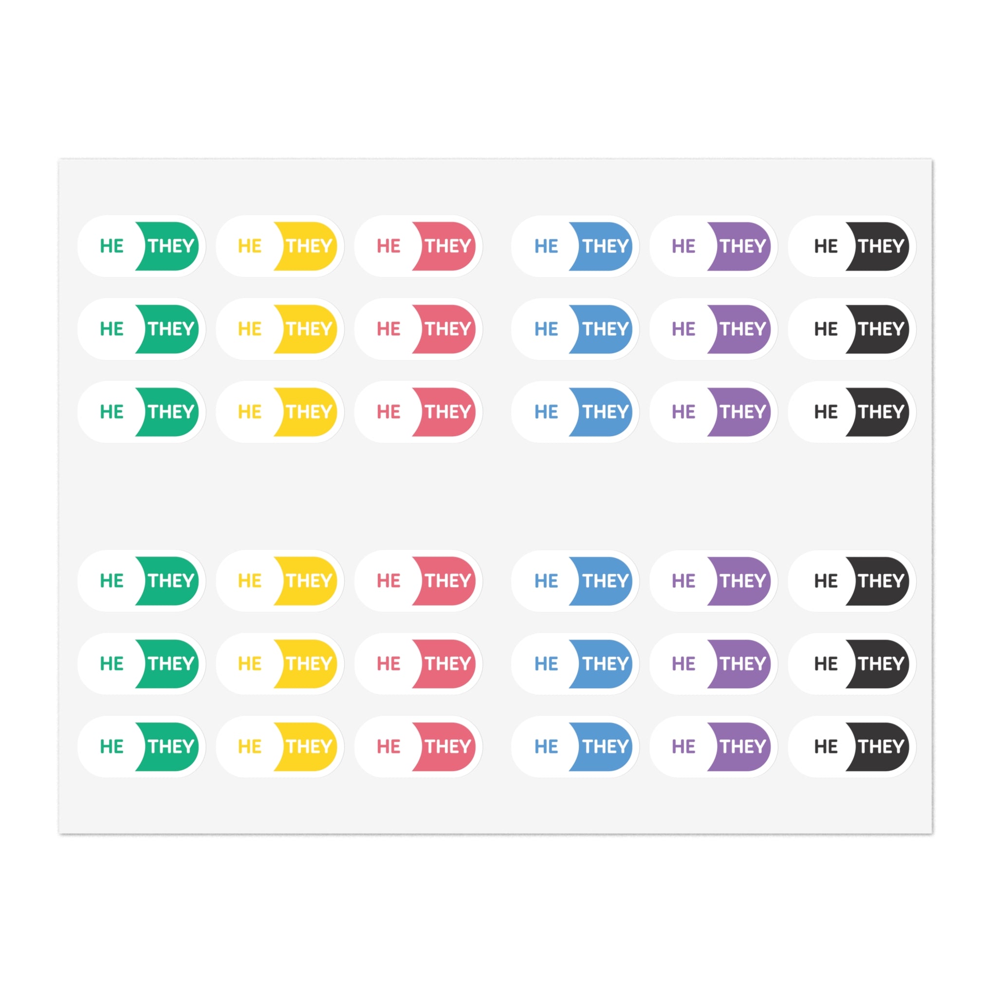 He/They Pronoun Stickers for Badge - Pharmacy Pills  - Sticker Sheet