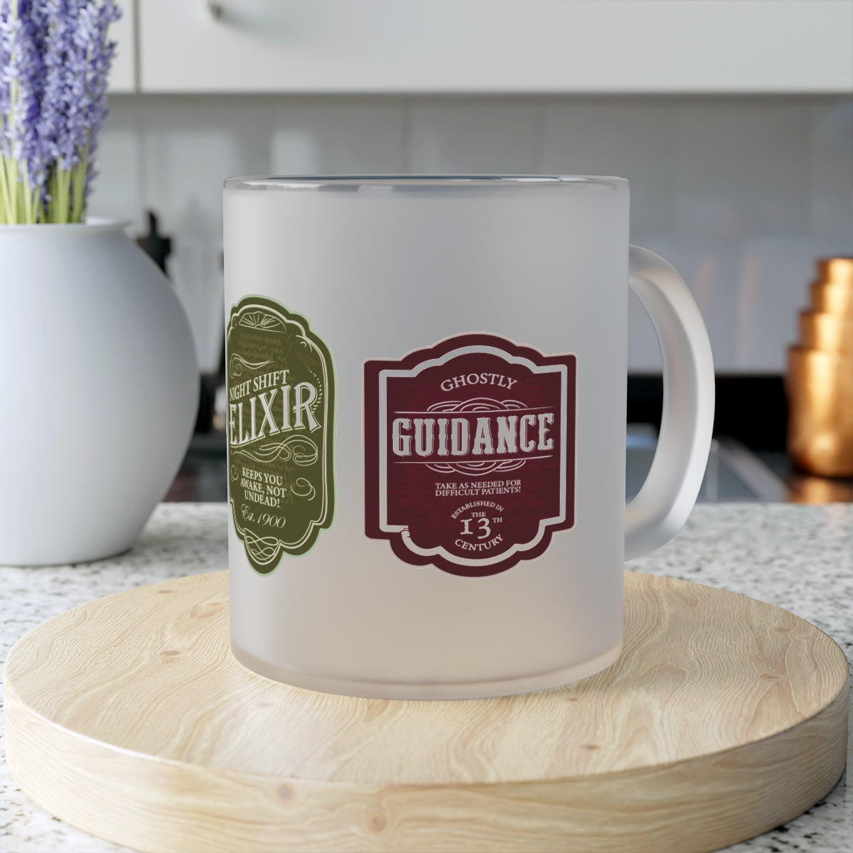 Apothecary Labels Frosted Glass Mug // Halloween