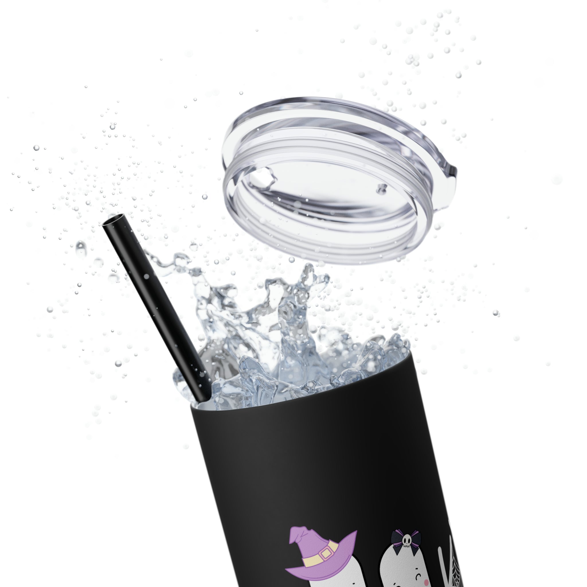 Spooky Pharm Tech "Spider Webs" Skinny Tumbler with Straw, 20oz