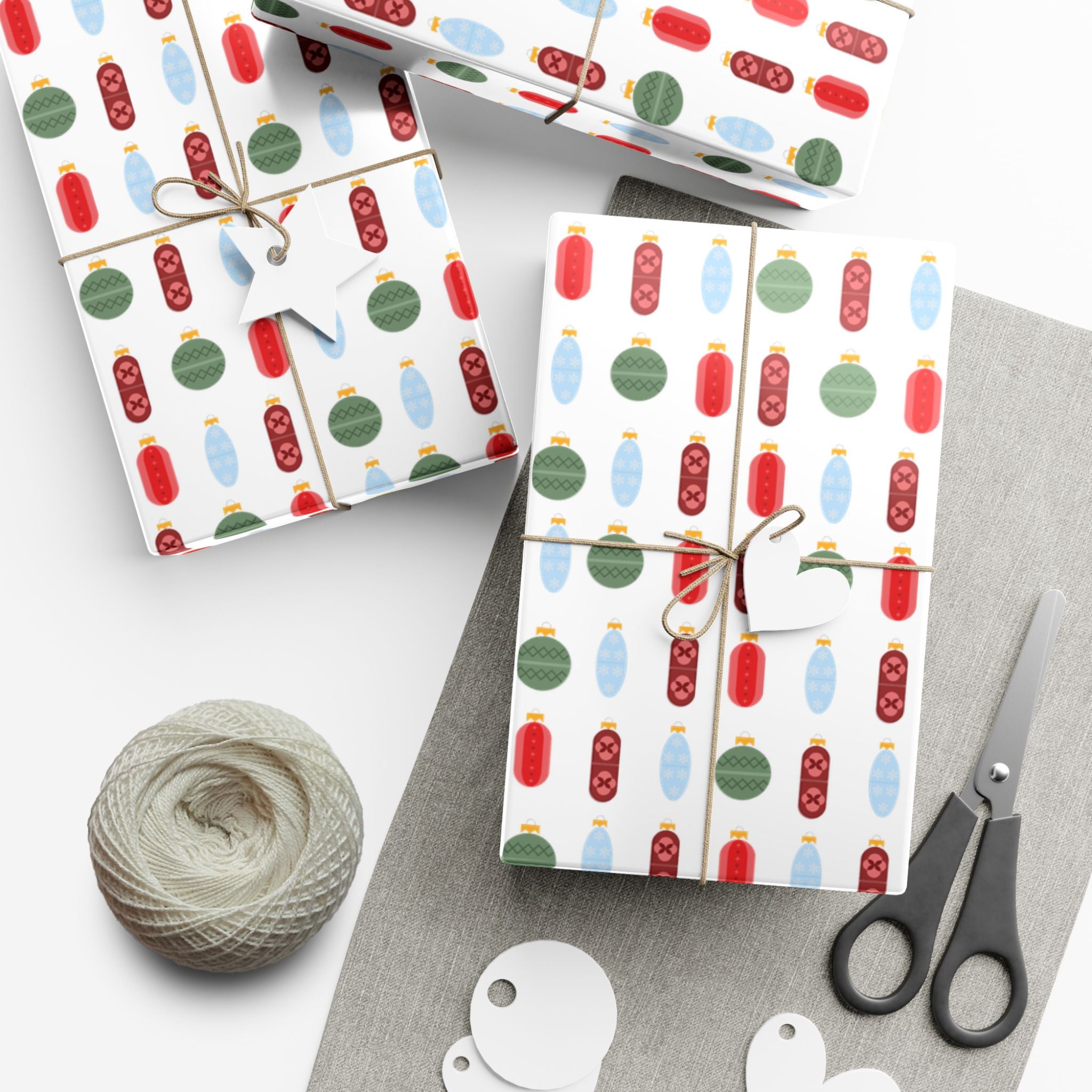 Pill Ornaments Gift Wrap Paper — Modern Christmas Pattern