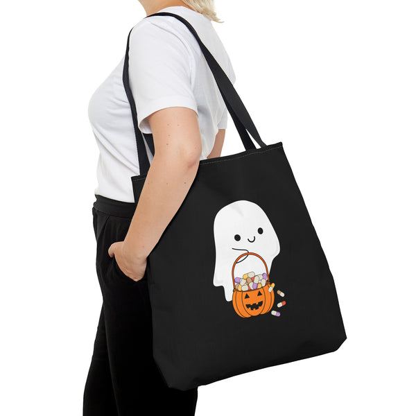 Ghost Trick or Treat Tote Bag Black