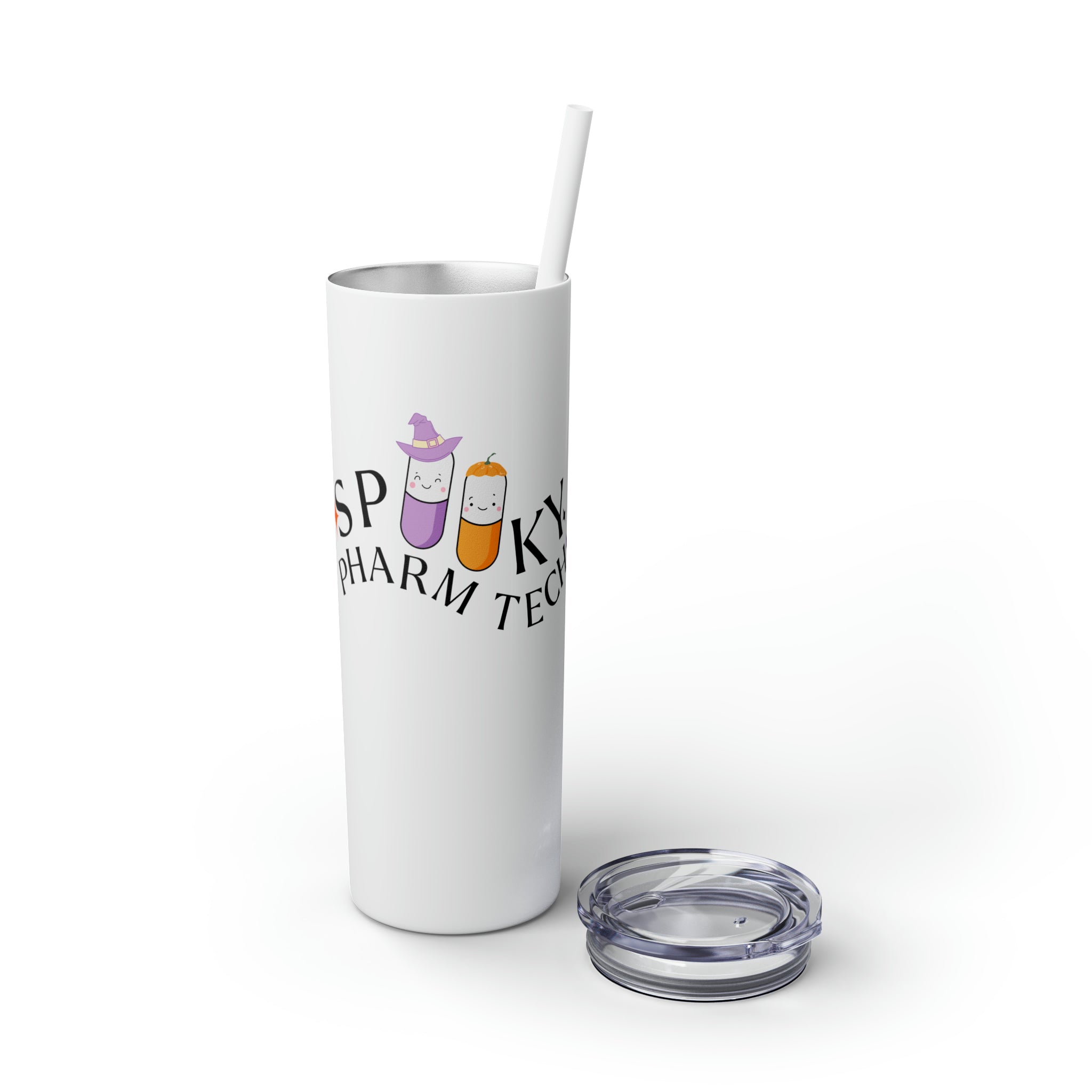Spooky Pharm Tech Skinny Tumbler with Straw, 20oz