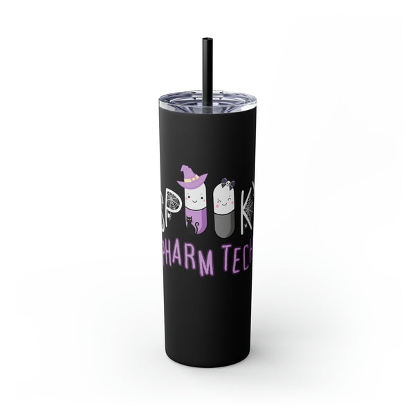 Spooky Pharm Tech "Spider Webs" Skinny Tumbler with Straw, 20oz