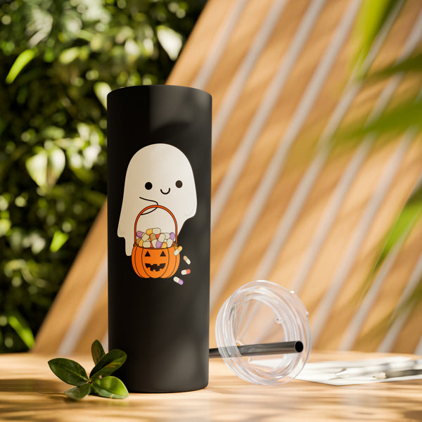 Ghost Trick or Treat Skinny Tumbler with Straw, 20oz