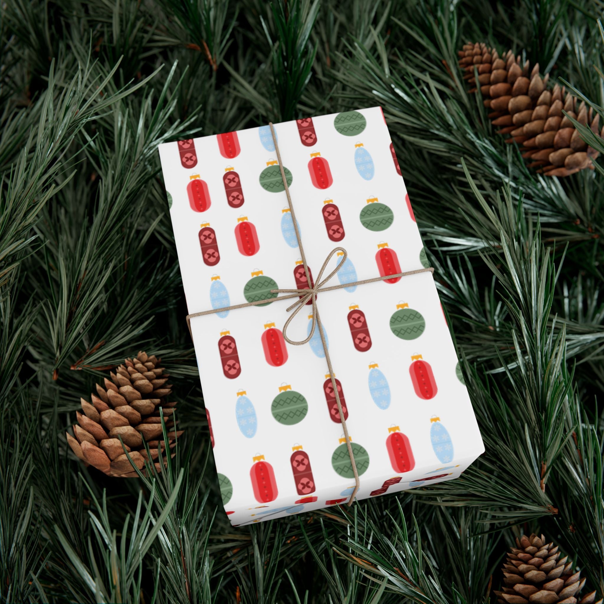 Pill Ornaments Gift Wrap Paper — Modern Christmas Pattern