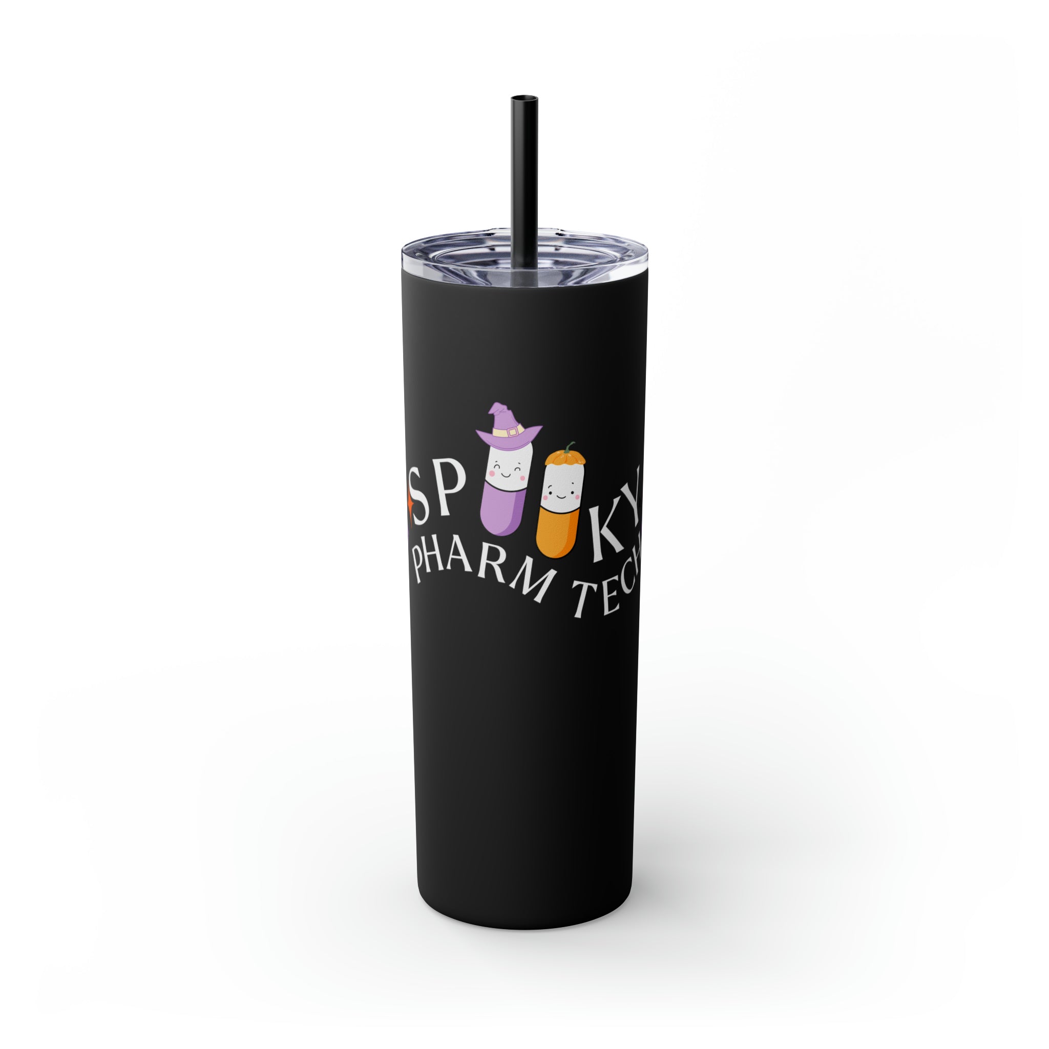 Spooky Pharm Tech Skinny Tumbler with Straw, 20oz