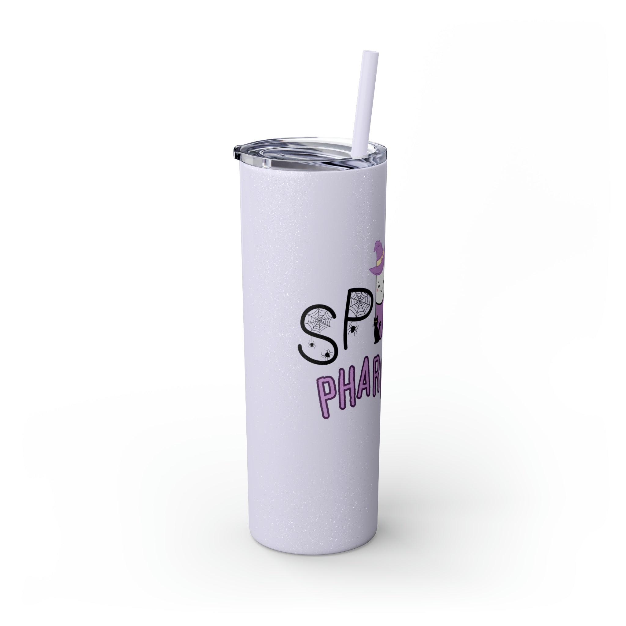 Spooky Pharm Tech "Spider Webs" Skinny Tumbler with Straw, 20oz