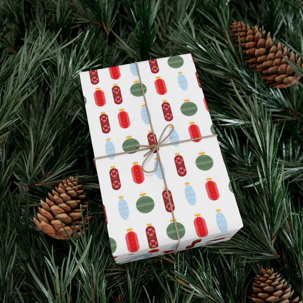 Pill Ornaments Gift Wrap Paper — Modern Christmas Pattern