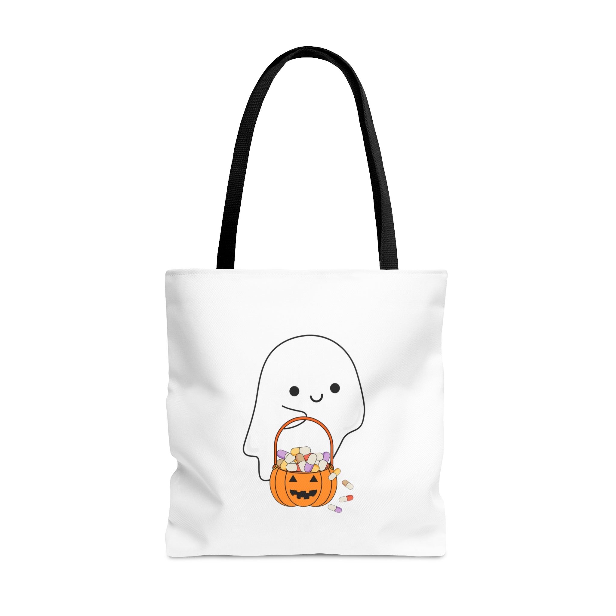 Ghost Trick or Treat Tote Bag White
