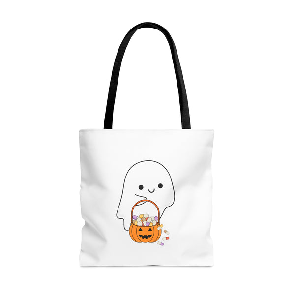 Ghost Trick or Treat Tote Bag White