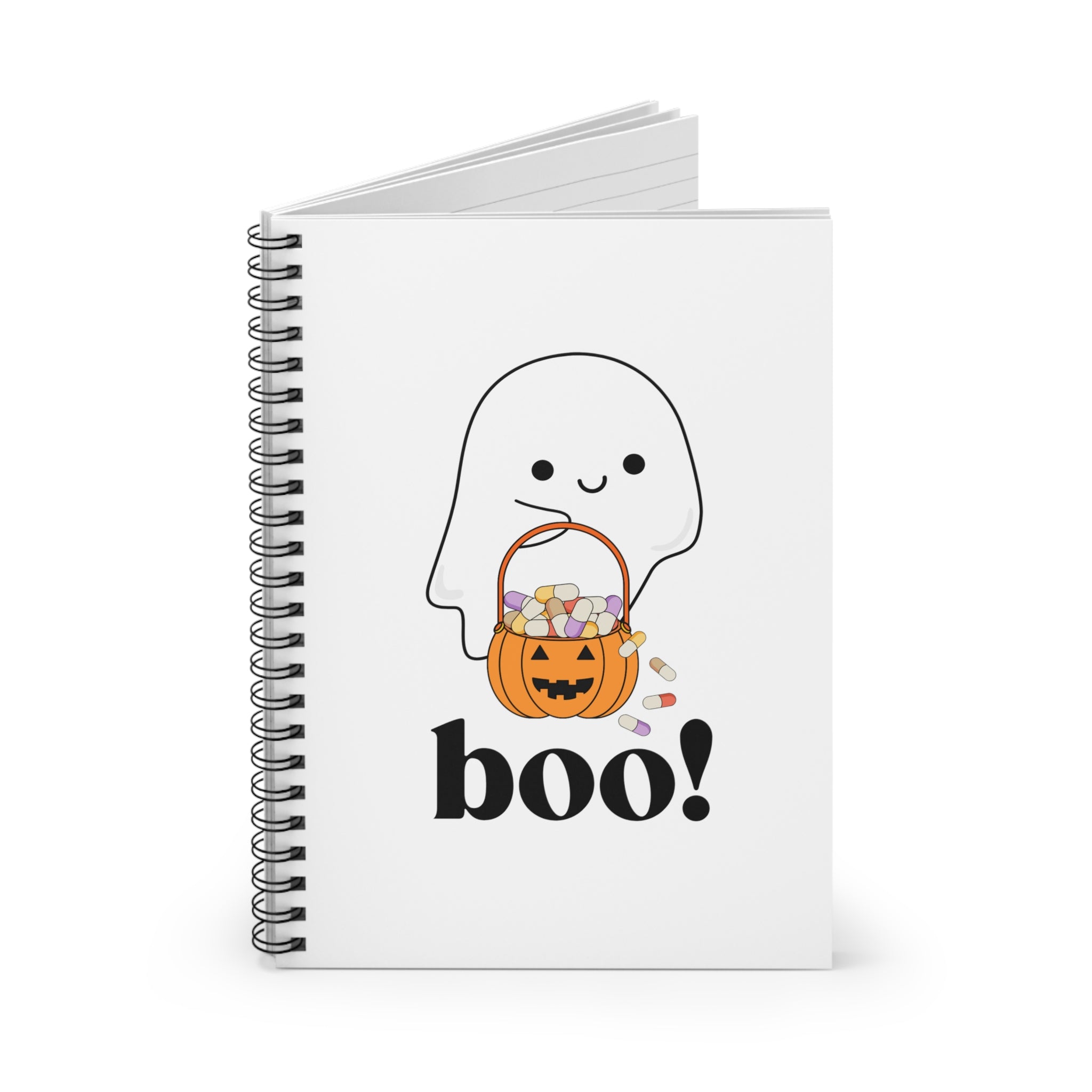 Ghost Trick or Treat "Boo!" Notebook- White